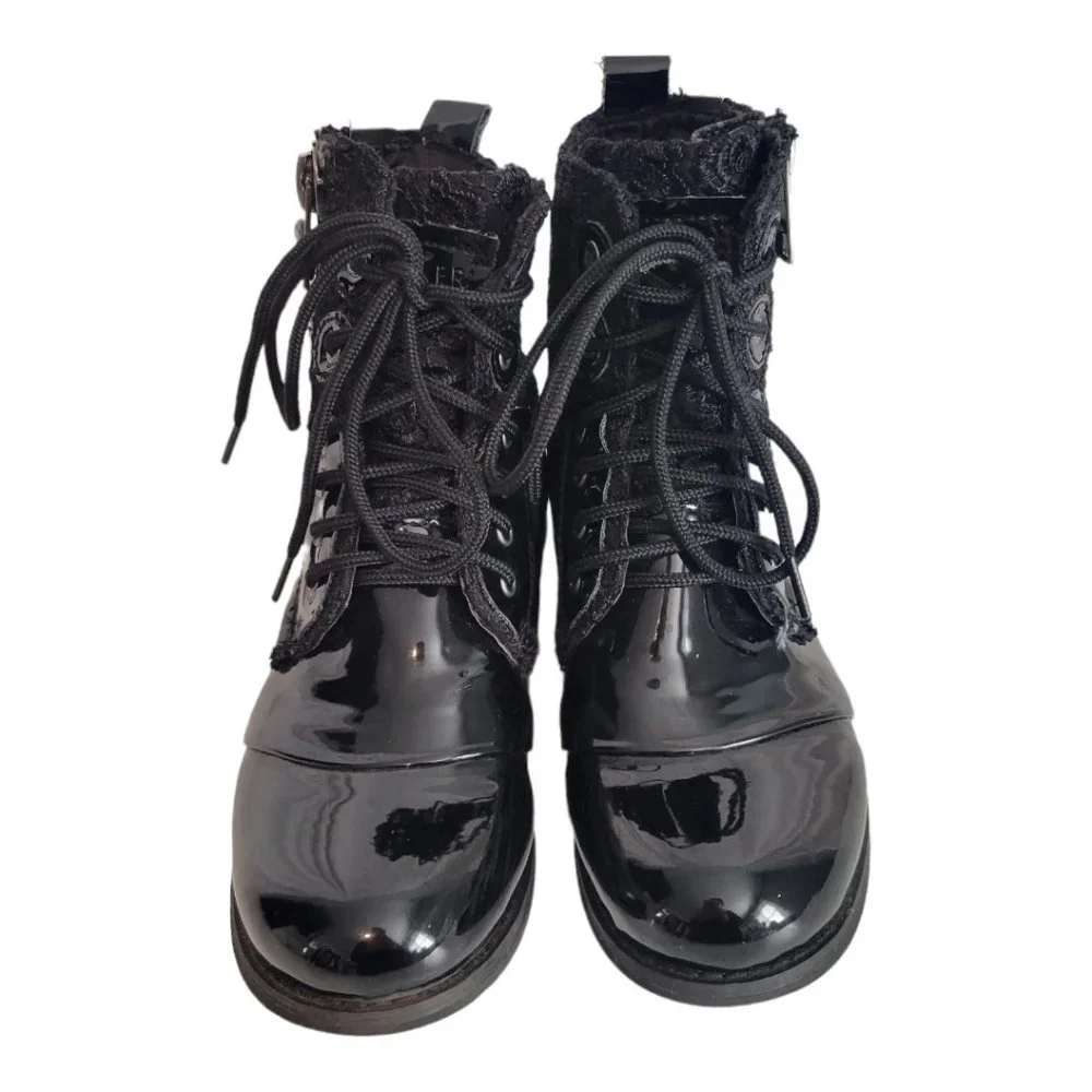 Free People Bunker Sara Black Patent Leather Boots - Picture 2 of 12